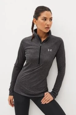 Under Armour Black Tech Half Zip Solid Top-Negro