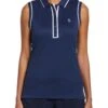 Original Penguin Golf Ladies Blue Sleeveless Veronica Polo Shirt