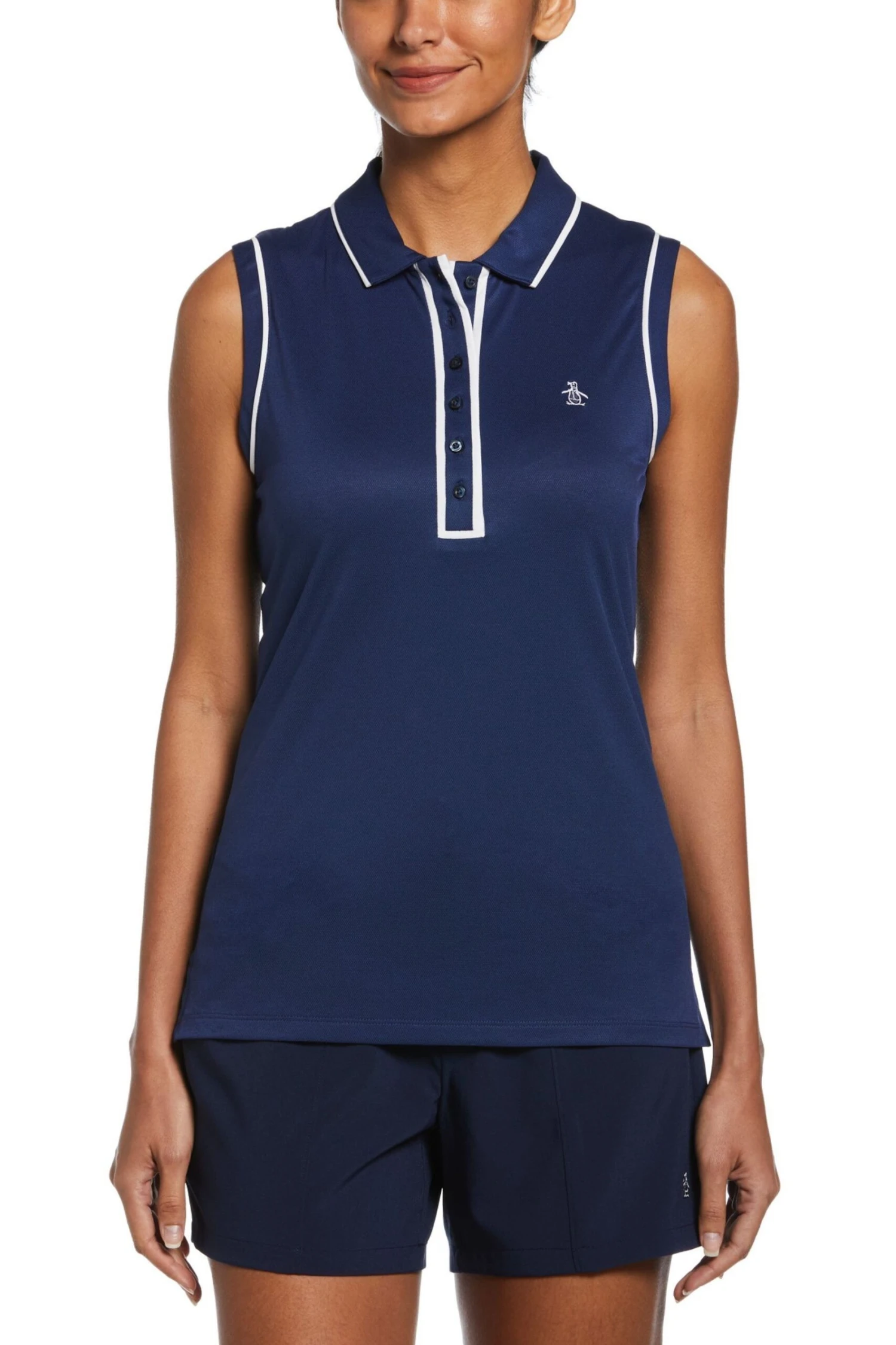 Original Penguin Golf Ladies Blue Sleeveless Veronica Polo Shirt 1 Original Penguin Golf Ladies Blue Sleeveless Veronica Polo Shirt