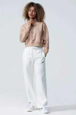 Nike Beige Mini Swoosh Quarter Zip Top-beis