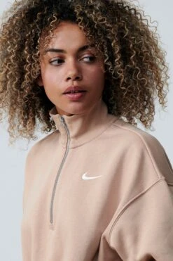Nike Beige Mini Swoosh Quarter Zip Top-beis -Tienda Barata Deporte U09406s13