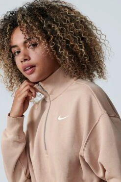 Nike Beige Mini Swoosh Quarter Zip Top-beis -Tienda Barata Deporte U09406s15