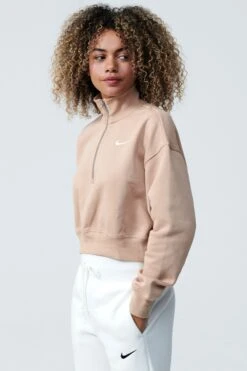 Nike Beige Mini Swoosh Quarter Zip Top-beis -Tienda Barata Deporte U09406s9