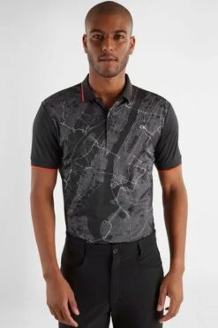 Calvin Klein Golf NYC Print Black Polo Shirt -Tienda Barata Deporte U25897