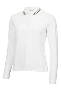Calvin Klein Golf Blair Long Sleeve White Polo Shirt -Tienda Barata Deporte U25903