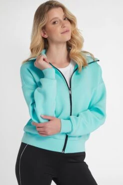 Calvin Klein Golf Blue Relax Full Zip Cropped Mid Layer Jumper